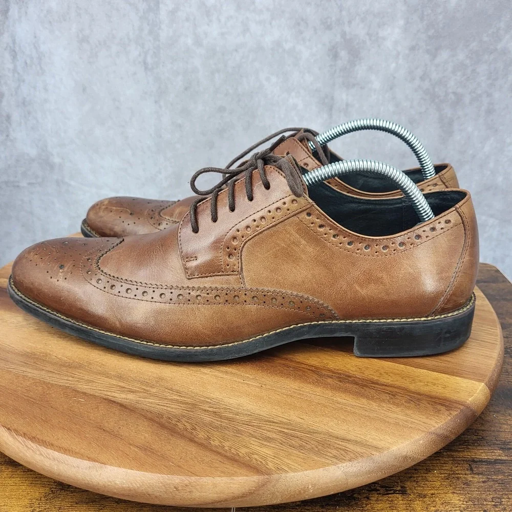 Stacy Adams Oxford‎ Shoes Mens 10.5 Brown Leather  Wingtip Brogue Dress Shoes
